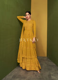 Yellow Traditional Embroidered Anarkali Palazzo Suit