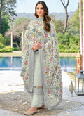 Light Grey Multi Embroidery Pakistani Palazzo Suit