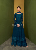Royal Blue Traditional Embroidered Anarkali Palazzo Suit