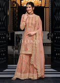 Peach Multi Embroidered Indian Palazzo Suit