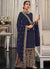 Dark Blue Multi Embroidered Traditional Gharara Suit