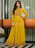 Yellow Multi Embroidered Georgette Anarkali Gown