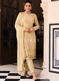 Beige Multi Embroidered Traditional Pant Style Salwar Suit