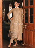 Pale Brown Multi Embroidered Traditional Pant Style Salwar Suit