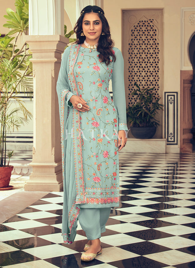 Casual Blue color Cotton fabric Salwar Kameez : 1887668
