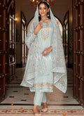 Teal Blue Multi Embroidered Traditional Salwar Kameez