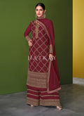 Red Traditional Embroidered Wedding Palazzo Suit