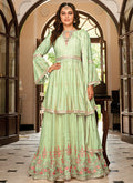 Mint Green Mirror Work Embroidery Anarkali Lehenga Suit