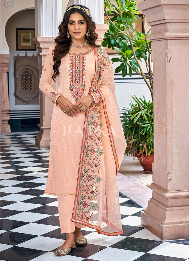 PEACH COLOR DESIGNER PARTY WEAR SUIT AT BEST RATE – Vastra Creation
