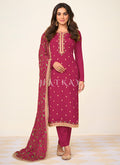 Magenta Embroidered Traditional Salwar Kameez Suit