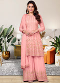 Pink Multi Embroidery Traditional Festive Gharara Suit
