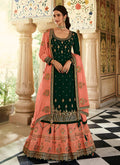 Green And Orange Multi Embroidered Lehenga Suit In UK