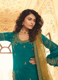 Turquoise Embroidered Lehenga Suit In USA