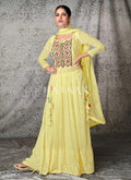 Yellow Lucknowi Embroidered Designer Palazzo Suit