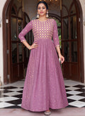 Lavender Sequence Embroidery Anarkali Gown