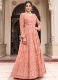 Pastel Orange Sequence Embroidery Anarkali Gown