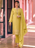Yellow Multi Embroidery Pakistani Pant Style Suit