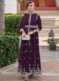 Purple Sequence Embroidery Slit Style Festive Anarkali Pant Suit