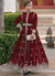 Deep Red Sequence Embroidery Slit Style Festive Anarkali Pant Suit