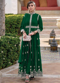 Dark Green Sequence Embroidery Slit Style Festive Anarkali Pant Suit