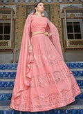 Peach Sequence Embroidery Wedding Lehenga Choli