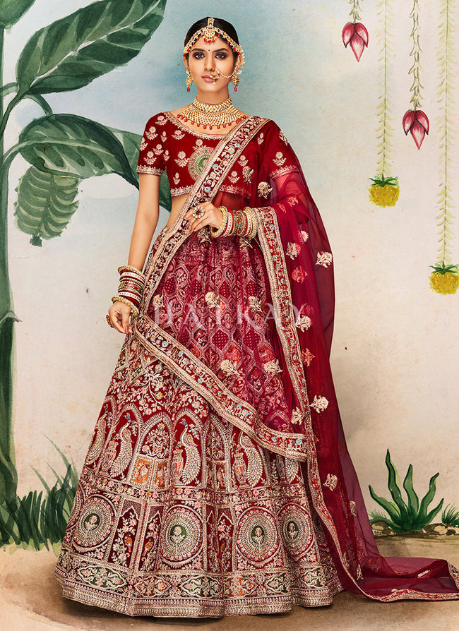 Rani Pink Embroidery Bridal Wedding Lehenga Choli