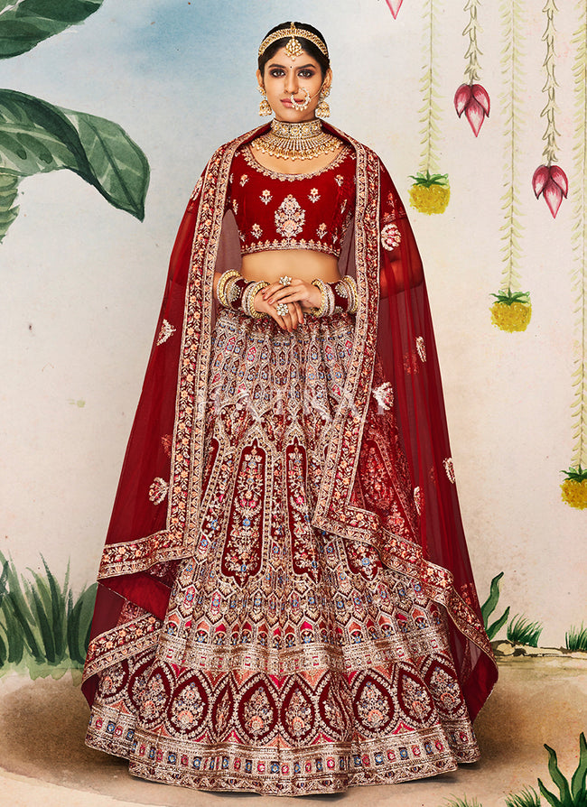 Maroon Embroidery Bridal Wedding Lehenga Choli
