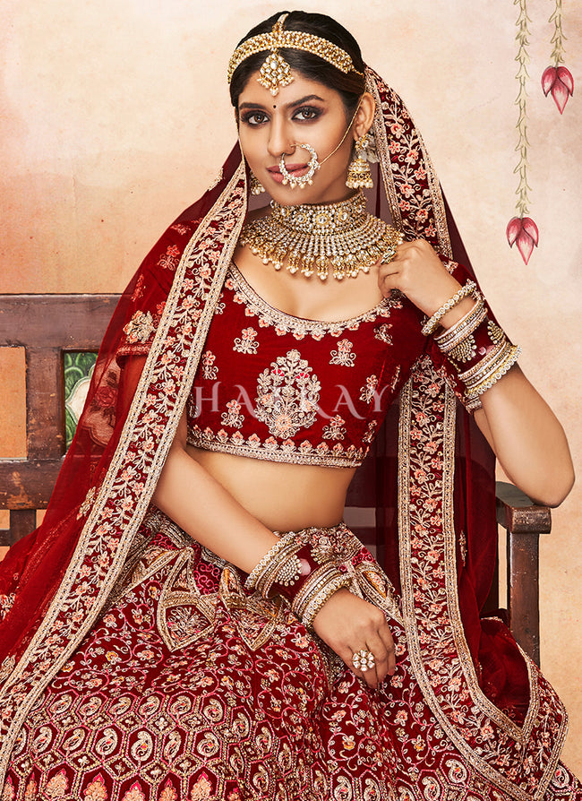 Wedding Season Special Rayon A-Line Lehenga Suit In Red