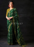 Green And Olive Embroidered Festive Saree