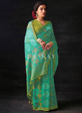 Sea Green Embroidered Festive Saree