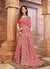Pink And Red Multi Embroidered Partywear Saree