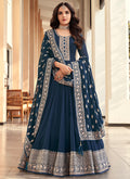 Blue Twisted Embroidery Designer Anarkali Suit