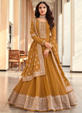 Yellow Twisted Embroidery Designer Anarkali Suit