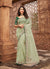 Green Two Tone Multi Embroidered Partywear Saree