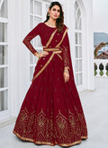 Deep Red Sequence Embroidery Georgette Lehenga Choli