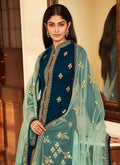 Blue And Sea Green Lehenga Suit In USA