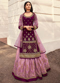 Purple Golden Zari Embroidered Indian Lehenga Suit