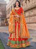 Red And Orange Multi Embroidery Wedding Lehenga Choli