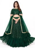 Green Sequence Embroidery Wedding Lehenga Choli