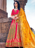 Red And Yellow Multi Embroidery Wedding Designer Lehenga Choli