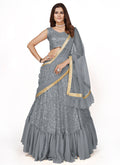 Grey Sequence Embroidery Wedding Lehenga Choli