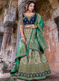 Blue And Green Multi Embroidery Wedding Lehenga Choli