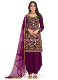 Deep Purple Mirror Work Embroidery Patiala Salwar Kameez 