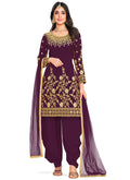 Purple Mirror Work Embroidery Salwar Kameez