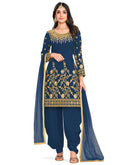 Blue Mirror Work Embroidery Salwar Kameez