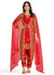 Red Mirror Work Embroidery Jacket Style Pant Suit