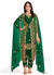 Green Mirror Work Embroidery Jacket Style Pant Suit