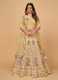 Pale Yellow Multi Embroidered Wedding Lehenga Choli