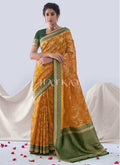 Yellow And Green Paithani Silk Saree