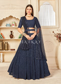 Navy Blue Sequence Embroidered Festive Lehenga